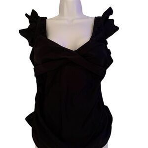 Elegant Black Ruffle Tankini Top